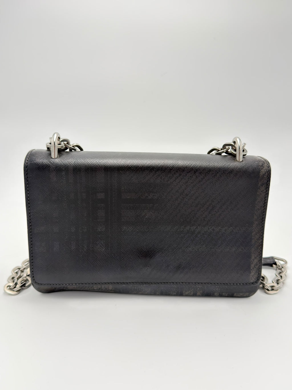 Prada Saffiano Shoulder Bag Tartan Plaid