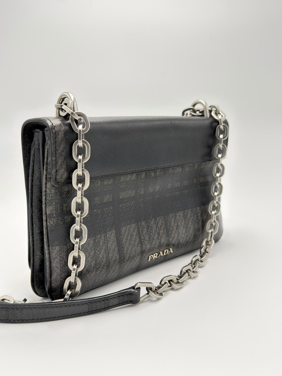 Prada Saffiano Shoulder Bag Tartan Plaid